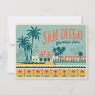 Carte Postale Salutations vintages de San Diego Classic Retro