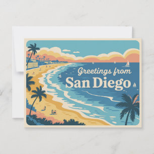 Carte Postale Salutations vintages de San Diego Classic Retro