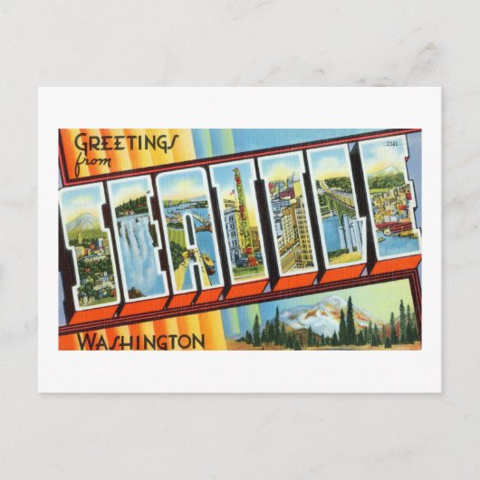 Carte Postale Salutations vintages de Seattle Washington Travel  (Devant)