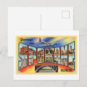 Carte Postale Salutations vintages de Spokane, Washington (Devant / Derrière)