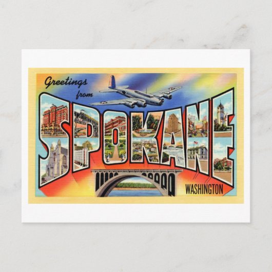 Carte Postale Salutations vintages de Spokane, Washington (Devant)