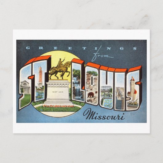 Carte Postale Salutations vintages de St. Louis, Missouri (Devant)