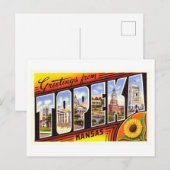 Carte Postale Salutations vintages de Topeka, Kansas (Devant / Derrière)