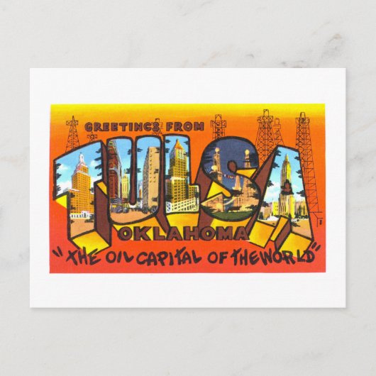 Carte Postale Salutations vintages de Tulsa, Oklahoma, (Devant)