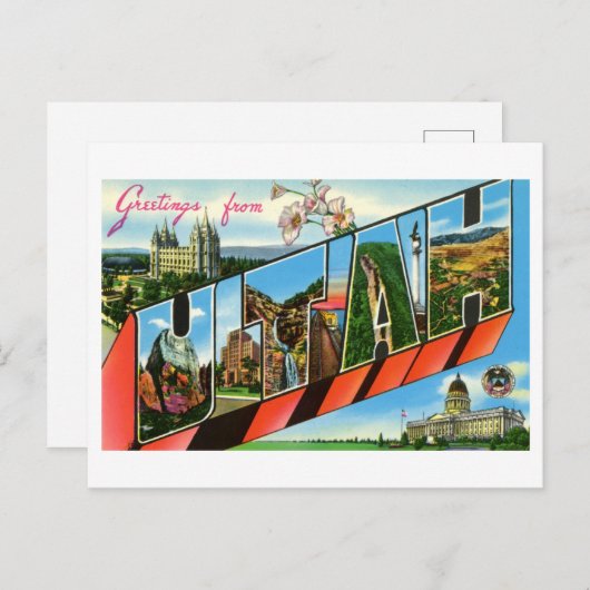 Carte Postale Salutations vintages de Utah (Devant / Derrière)