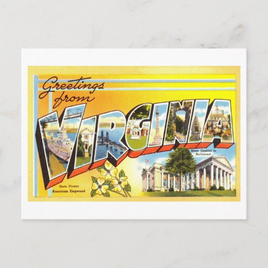 Carte Postale Salutations vintages de Virginie (Devant)