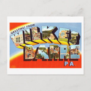 Carte Postale Salutations vintages de Wilkes-Barre, Pennsylvanie