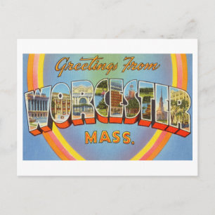 Carte Postale Salutations vintages de Worcester, Massachusetts
