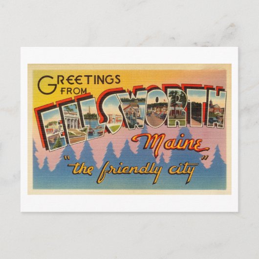 Carte Postale Salutations vintages d'Ellsworth, Maine (Devant)