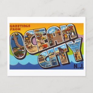 Carte Postale Salutations vintages d'Ocean City, New Jersey