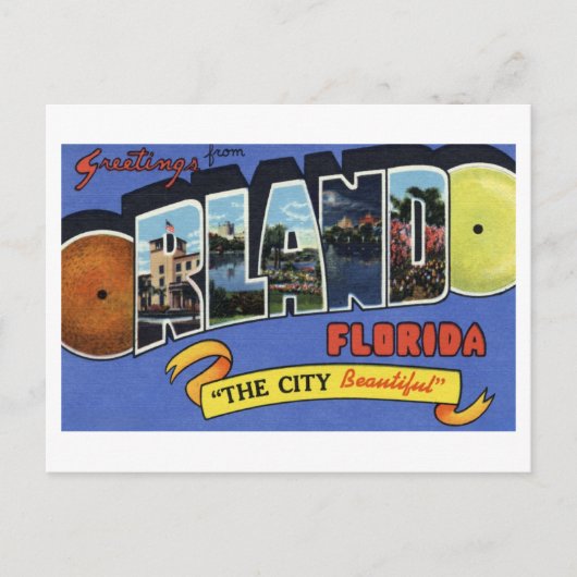 Carte Postale Salutations vintages d'Orlando, Floride (Devant)
