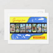 Carte Postale Salutations vintages d'Oshkosh, Wisconsin, (Devant / Derrière)