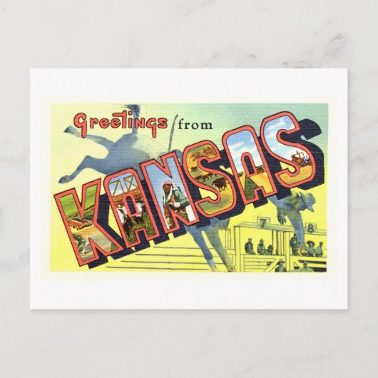 Carte Postale Salutations vintages du Kansas (Devant)