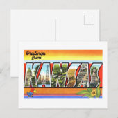Carte Postale Salutations vintages du Kansas (Devant / Derrière)