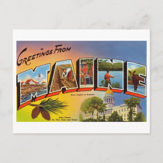 Carte Postale Salutations vintages du Maine (Devant)