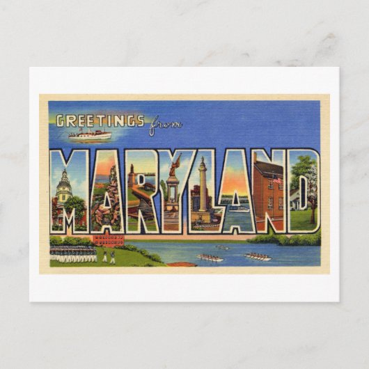 Carte Postale Salutations vintages du Maryland (Devant)