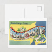 Carte Postale Salutations vintages du Massachusetts (Devant / Derrière)