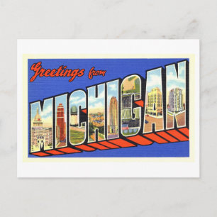 Carte Postale Salutations vintages du Michigan