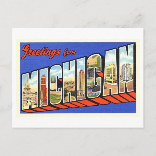 Carte Postale Salutations vintages du Michigan (Devant)