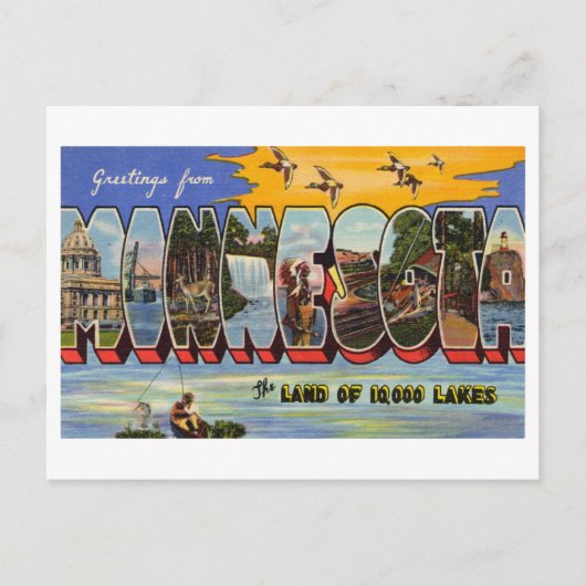 Carte Postale Salutations vintages du Minnesota (Devant)