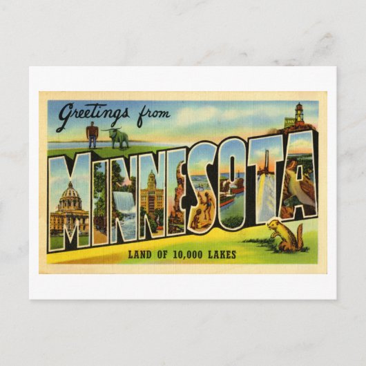 Carte Postale Salutations vintages du Minnesota (Devant)