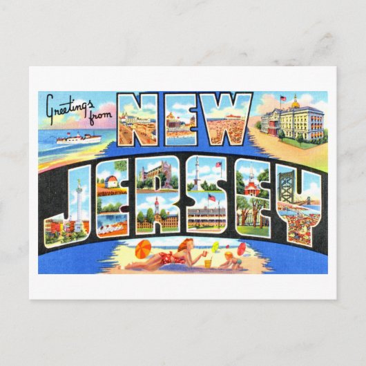 Carte Postale Salutations vintages du New Jersey (Devant)