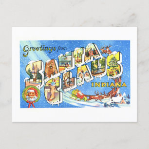 Carte Postale Salutations vintages du Père Noël, Indiana,