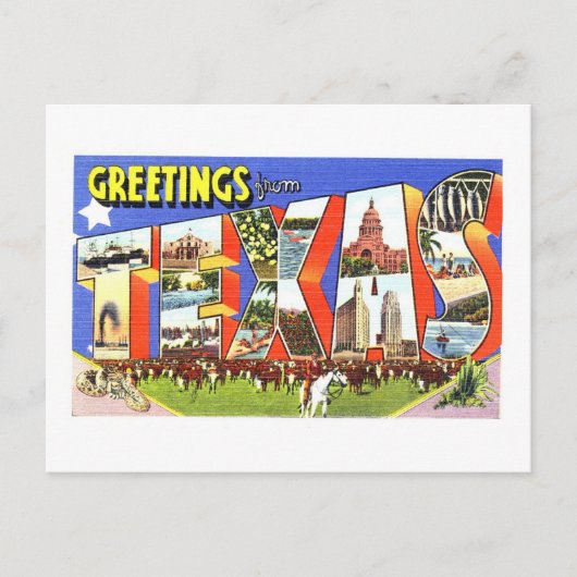 Carte Postale Salutations vintages du Texas (Devant)