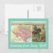 Carte Postale Salutations vintages du Texas Y'all (Devant / Derrière)