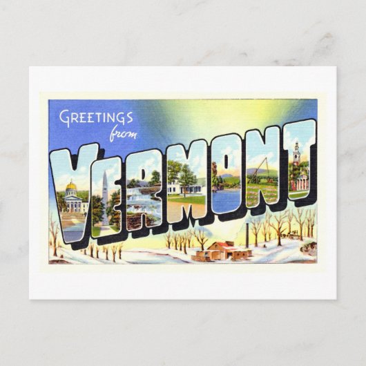 Carte Postale Salutations vintages du Vermont (Devant)