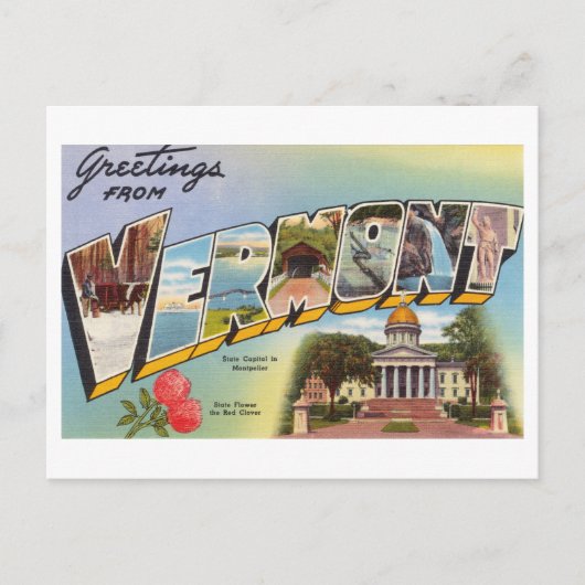Carte Postale Salutations vintages du Vermont (Devant)