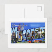 Carte Postale Salutations vintages du Wisconsin (Devant / Derrière)