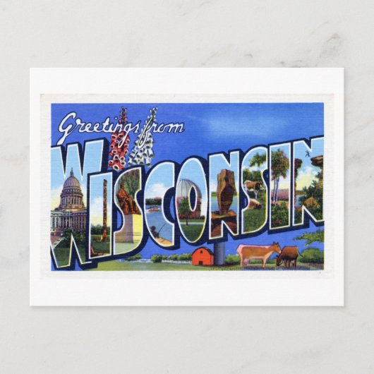 Carte Postale Salutations vintages du Wisconsin (Devant)