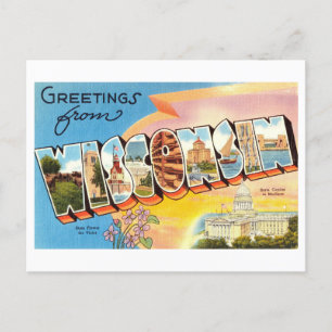 Carte Postale Salutations vintages du Wisconsin