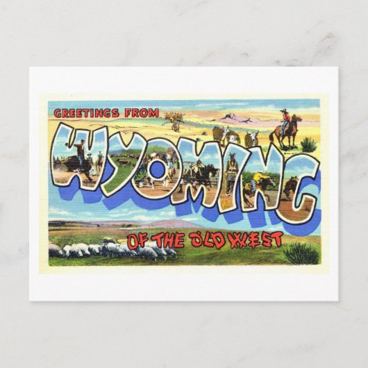 Carte Postale Salutations vintages du Wyoming (Devant)