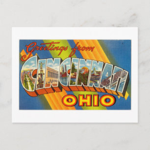 Carte Postale Salutations vintages et colorées de Cincinnati Ohi