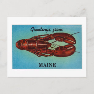 Carte Postale Salutations vintages et colorées du homard du Main