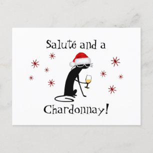 Carte Postale Salute' et Chardonnay Drôle Citation de vin Cat