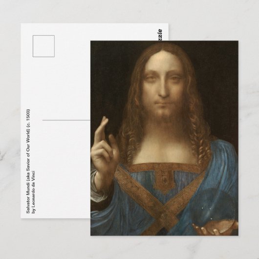 Carte Postale Salvator Mundi de Léonard de Vinci (Jésus-Christ) (Devant / Derrière)