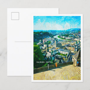 Carte Postale Salzbourg Autriche Paint Paint Ville Paysage