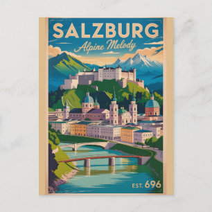 Carte Postale Salzbourg Autriche Rétro Ciel Ville Voyage