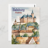 Carte Postale Salzbourg with the Castle à Austria (Devant / Derrière)