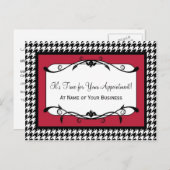 Carte Postale Samba Red Houndstooth Rappel de rendez-vous (Devant / Derrière)