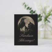 Carte Postale Samhain Raven et Black Cat Pagan (Debout devant)