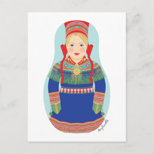 Carte Postale Sami (cheveux blonds) Matryoshka Postcard