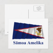 Carte Postale Samoa américaines agitant un drapeau avec nom à Sa (Devant / Derrière)