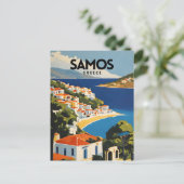 Carte Postale Samos Grèce Retro Travel Poster (Debout devant)