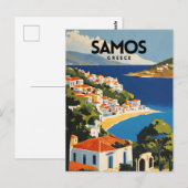 Carte Postale Samos Grèce Retro Travel Poster (Devant / Derrière)