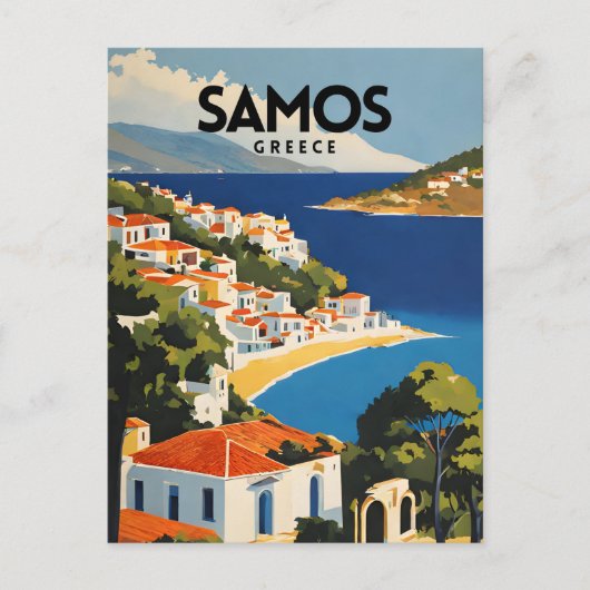 Carte Postale Samos Grèce Retro Travel Poster (Devant)