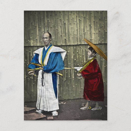 Carte Postale Samouraï et Serviteur (Devant)